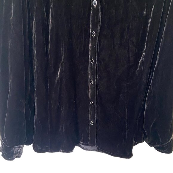 Coldwater Creek Women's Black Velvet Long Sleeve Blouse Top Size 1X Button Up - Picture 3 of 8